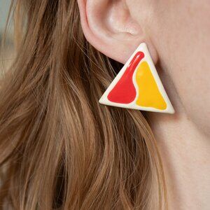 Retro Enamel Triangle Earrings